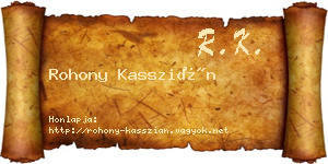 Rohony Kasszián névjegykártya